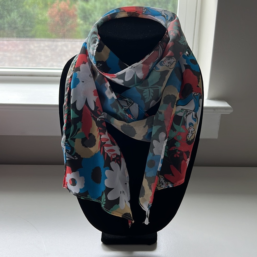 Alice in Wonderland watercolor scarf
